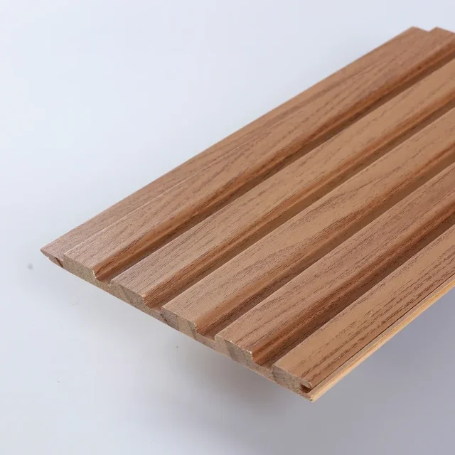 10 Pcs 2300MMX140MMX9MM Flut Wall Panel Wood Color Interior Decoration International Customize Building Material 3