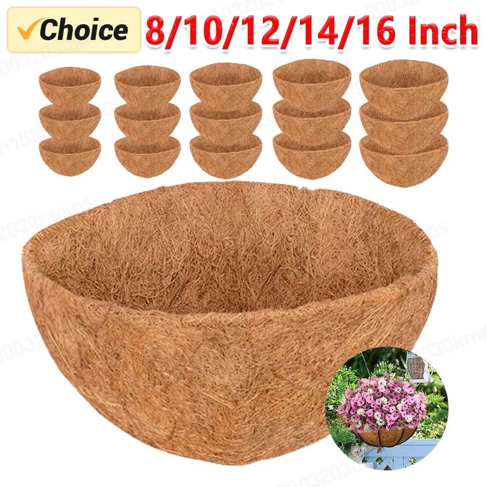 8/10/12/14/16/18 Inch Hanging Basket Liner Round Coconut Liners for Planters 100% Natural Coco Basket Replacement Liner Outdoor