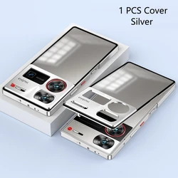 Aluminium Alloy Metal Frame Case with Matte Clear Acrylic Back Cover Bumper for Nubia Z70 Ultra (Silver)