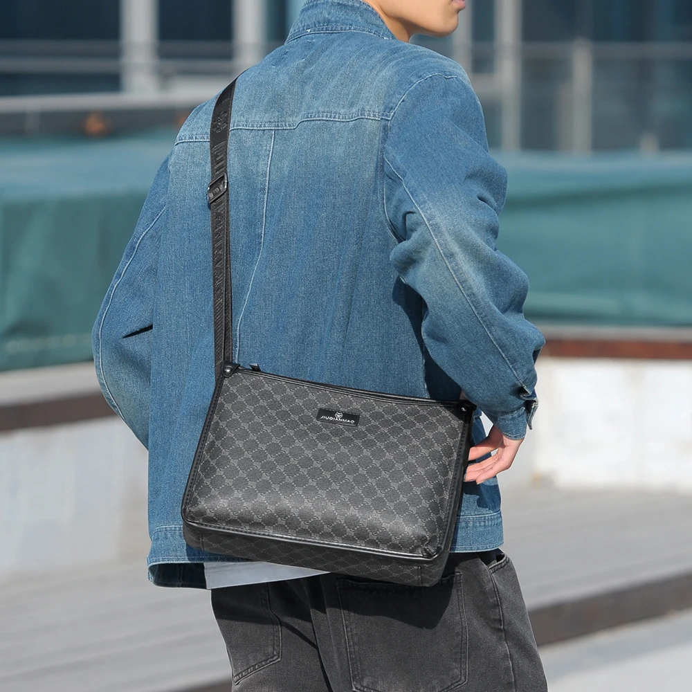 Borsa a tracolla stampata patchwork da uomo nuova Borsa a tracolla Borsa portaoggetti in pelle borsa laterale per uomo satchel hommes bolsa masculina  1524