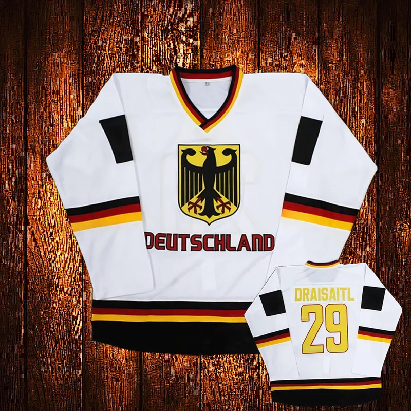 Vintage Team Germany Deutschland Leon Draisaitl Embroidery Stitched Hockey Jersey Youth Kids Adult Any Size And name 053