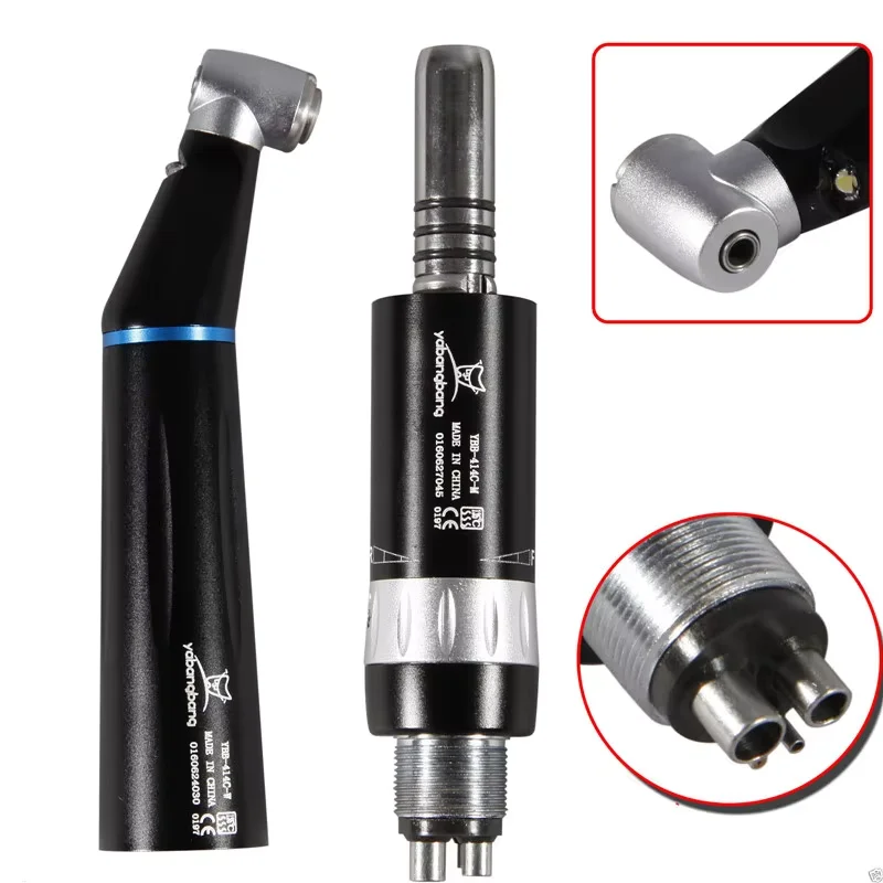 Dental Inner Water Fiber Optic LED Winkelstück & Luftmotor Handstück 4Loch Schwarz