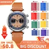 ADDIESDIVE Men watches Quartz Wristwatch Sport waterproof 100m Chronograph AR Coating VK64 Movement Retro Leather Watch New 1