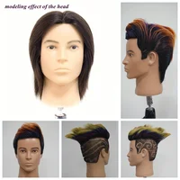Tête de Mannequin 100% cheveux humains pour hommes, 8 pouces, pour coiffeur, pratique du beauté, formation au coiffeur, tête de Mannequin avec support à pince (bl naturel) 5