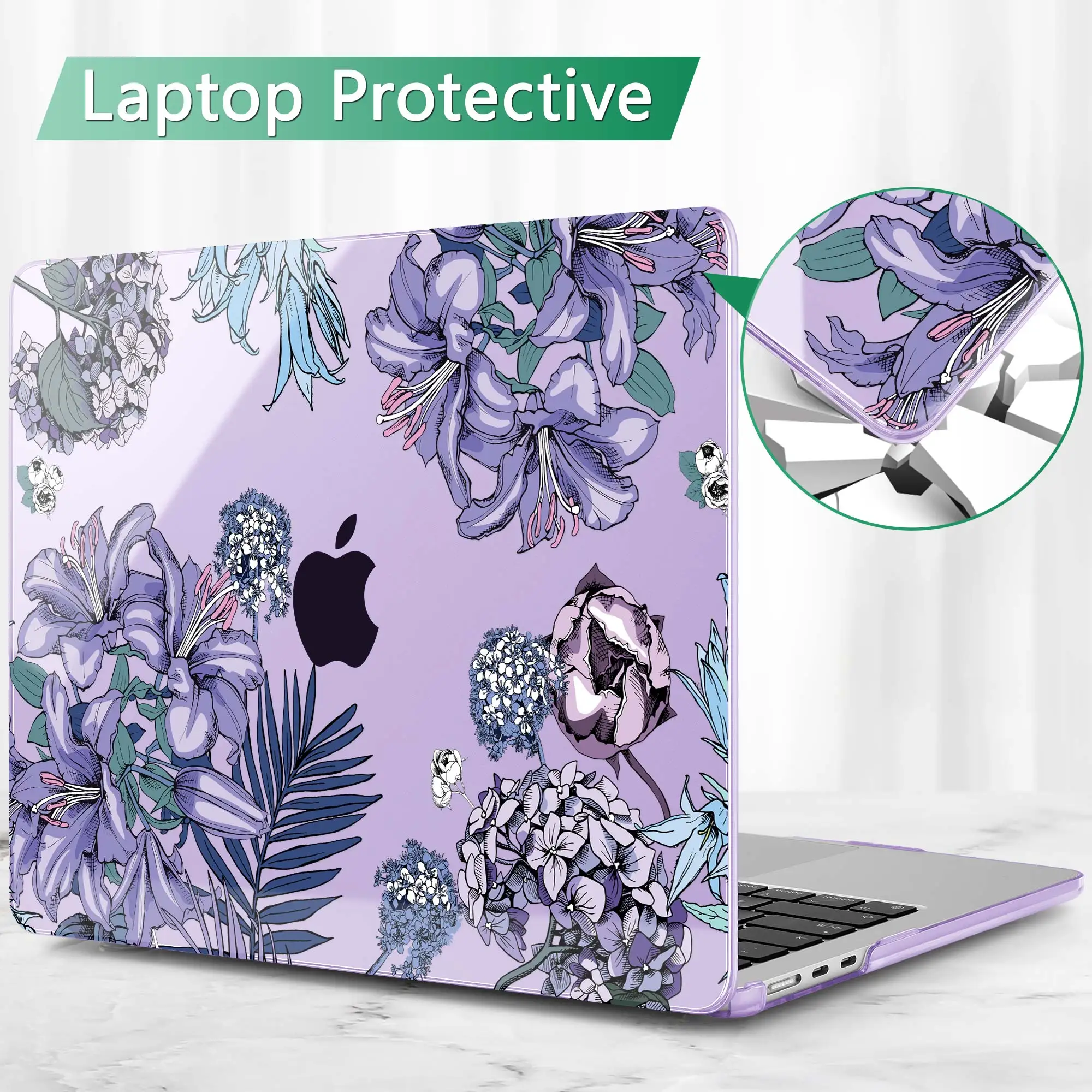 Estojo de Impressão Flor Roxa para Macbook Retina m1 Air 13 15 A2681 A2941 m2 Pro 13 A2338 A2992 A2991 m3 14 16 Polegada 2023 - Imagem 5