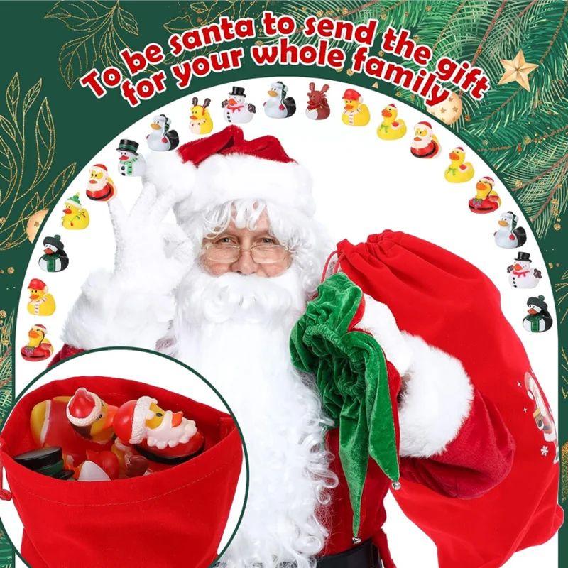 Christmas Theme Rubber Ducks  Funny Ducks Pool Set Water Toys Party Favors Bathtub Toys For School Carnivals Outdoor Play 5