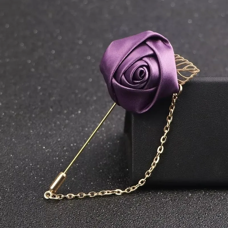 For Women and Men Clothing Dress Accessories 1pcs Men's Suit Rose Flower Brooches Pins Canvas Fabric Ribbon Tie  Brooch