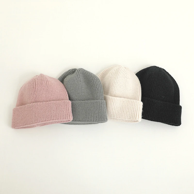 Candy Color Knitted Beanie for Kids Winter Warm Girl Boy Solid Knit Crocheted Skullcap Korea Style Children Bonnet Chapeaux 1-6T 4