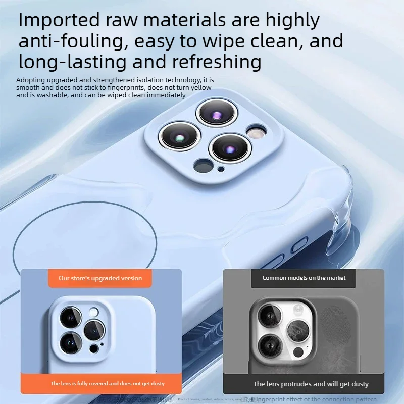 Fashion Original Liquid Silicone Magnetic Shockproof Phone Case with Raised Camera Protection