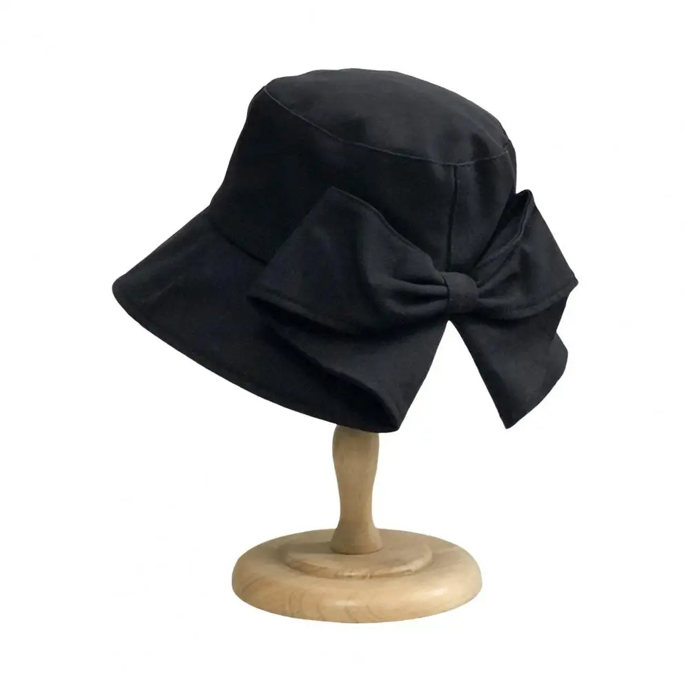 Ladies Fisherman Hat Stylish Foldable Fisherman Hat Bow Decor Breathable Sun-protective Outdoor Cap Women Pastoral
