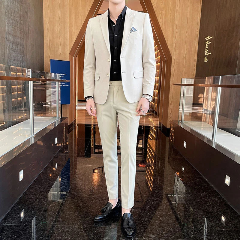Slim Fit Three-Piece Business Suit Set High-End Korean Style Wedding Groom Party Dress Suit Vest Trousers M-4XL formal suit business men clothing
