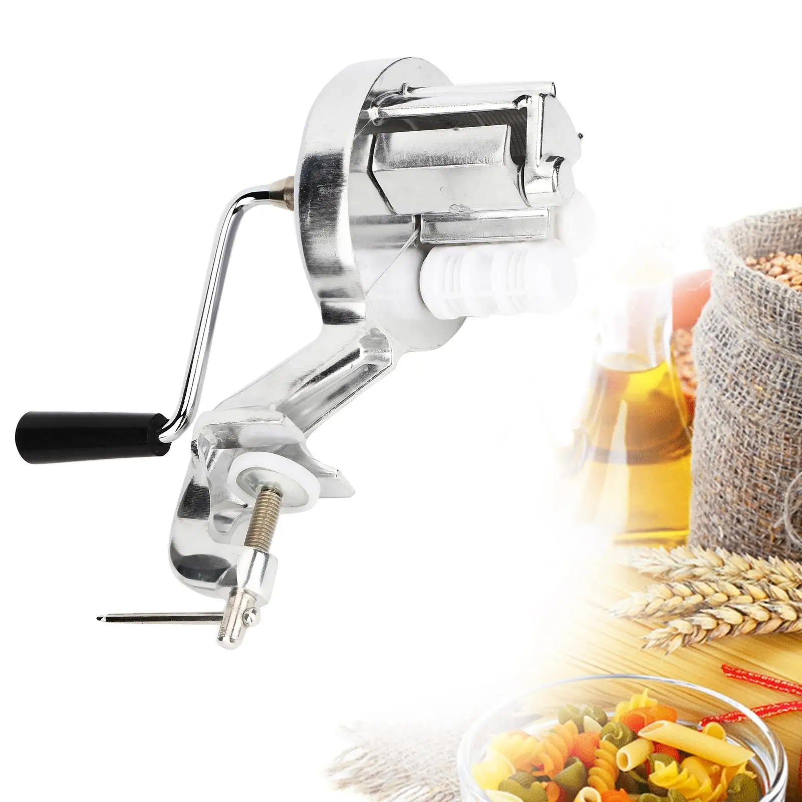 Hand Crank Aluminum Pasta Maker-Manual Noodle Press Machine for Homemade Pasta & Cooking Tool