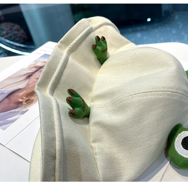 winter bucket hat womens Woman Girl Frog Cartoon Fisherman Hat Spring Autumn Foldable Bucket Hat Camping Cycling Running Sunhat Cute Couple Street Cap supreme bucket hat