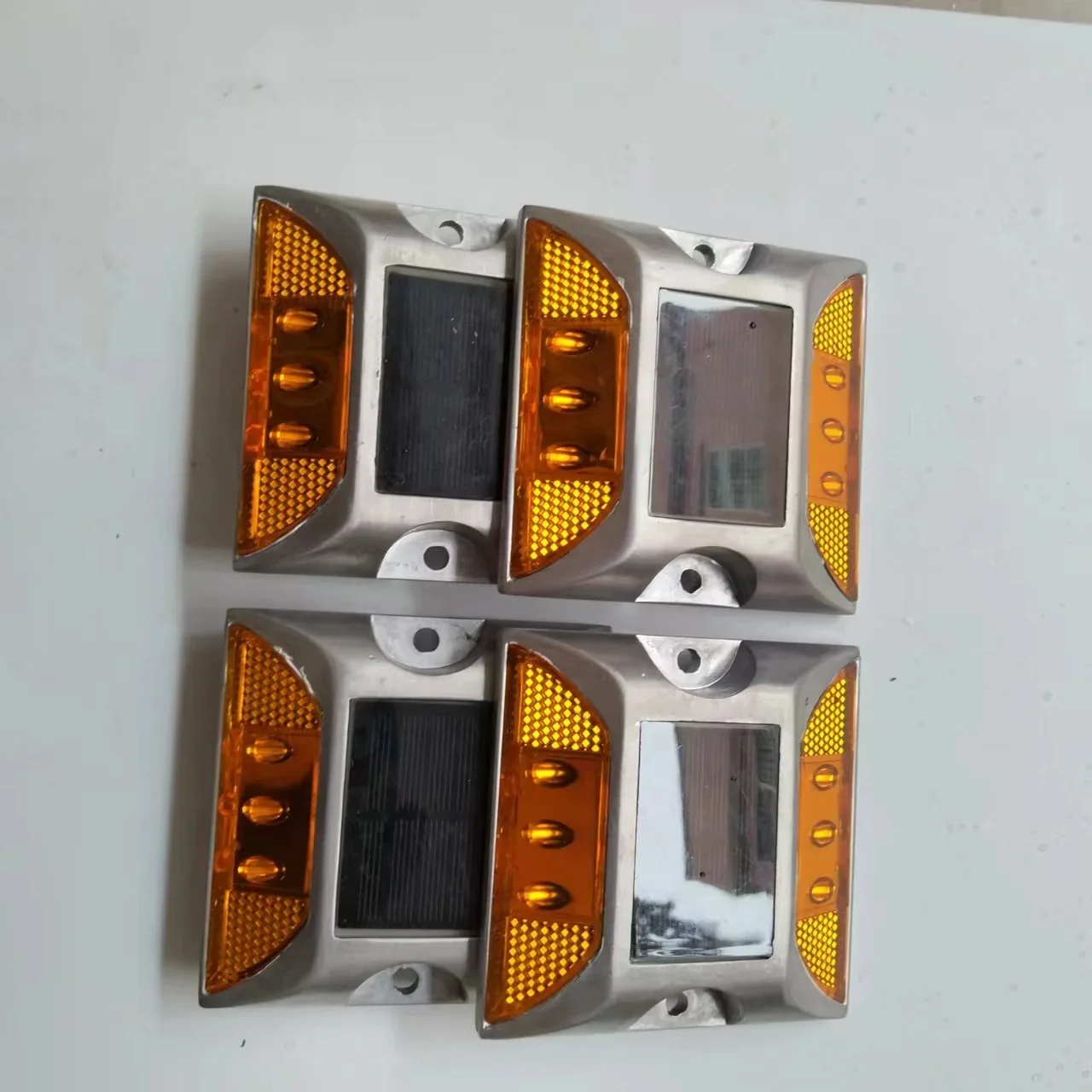 4 Pc Solar Spike Light Profile Label Led Highway Cast Aluminum Ground Buried Light Flash Road Warning solar ground lights