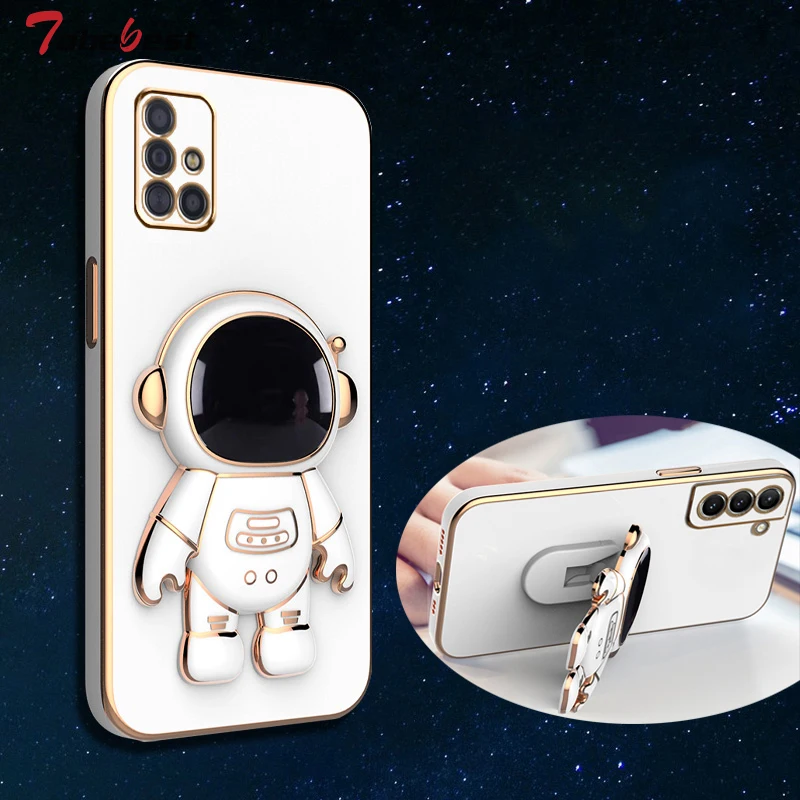 Handyhülle aus weichem Silikon für Samsung Galaxy M51, mit Standfunktion, Astronaut Bracket_voghion.com