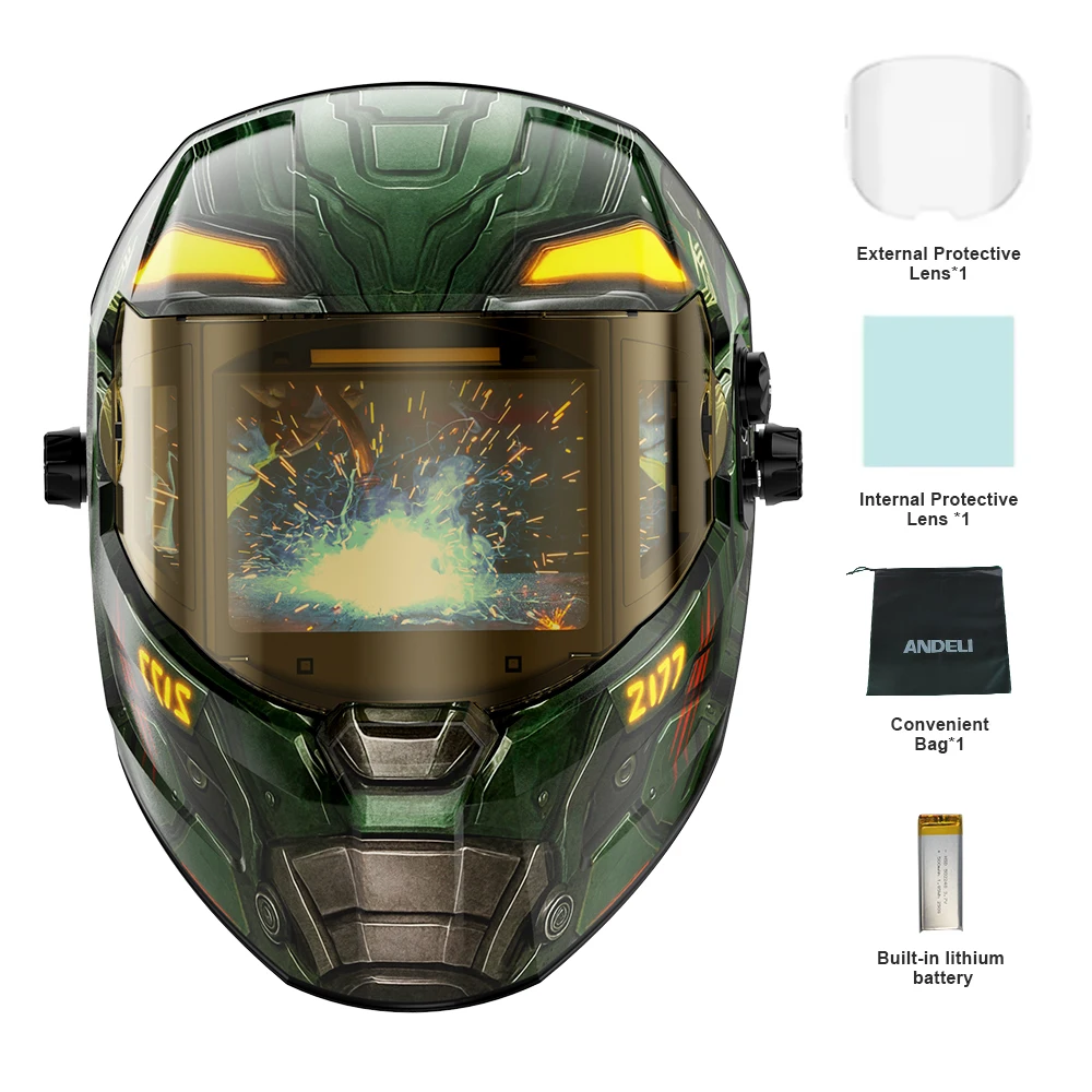 ANDELI True Color Auto Darkening Welding Helmet Side View Solar Rechargeable
