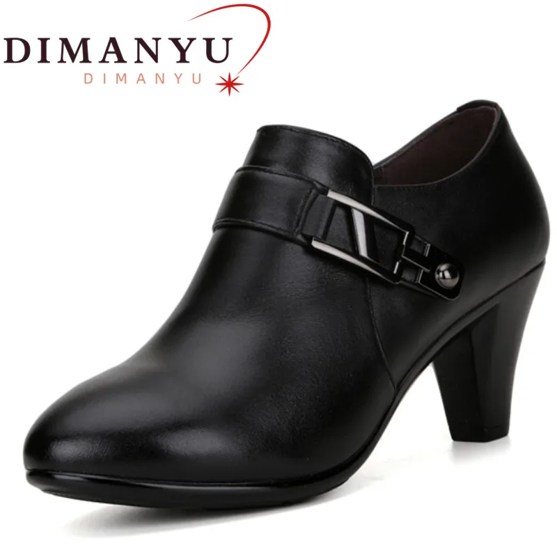 

DIMANYU 2023 Spring Genuine Leather Shoes Women Heels Office Lady Business Dress Fashion Fashion Plus Size Women Shoes