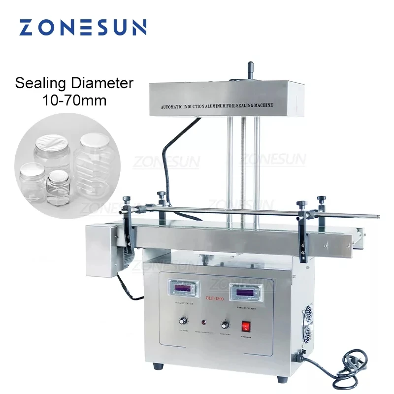 ZONESUN ZS-FK1300 Automatic Continuous Aluminum Foil Plastic Bottle Sealing Machine High Speed Vial Cap Sealer thickened high temperature sealing aluminum foil tape aluminum foil paper0 15mm thick