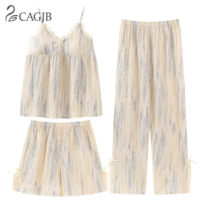 

1Set Sling Pajamas Women's Sleeveless Summer Homewear Tie-dye With Chest Pad