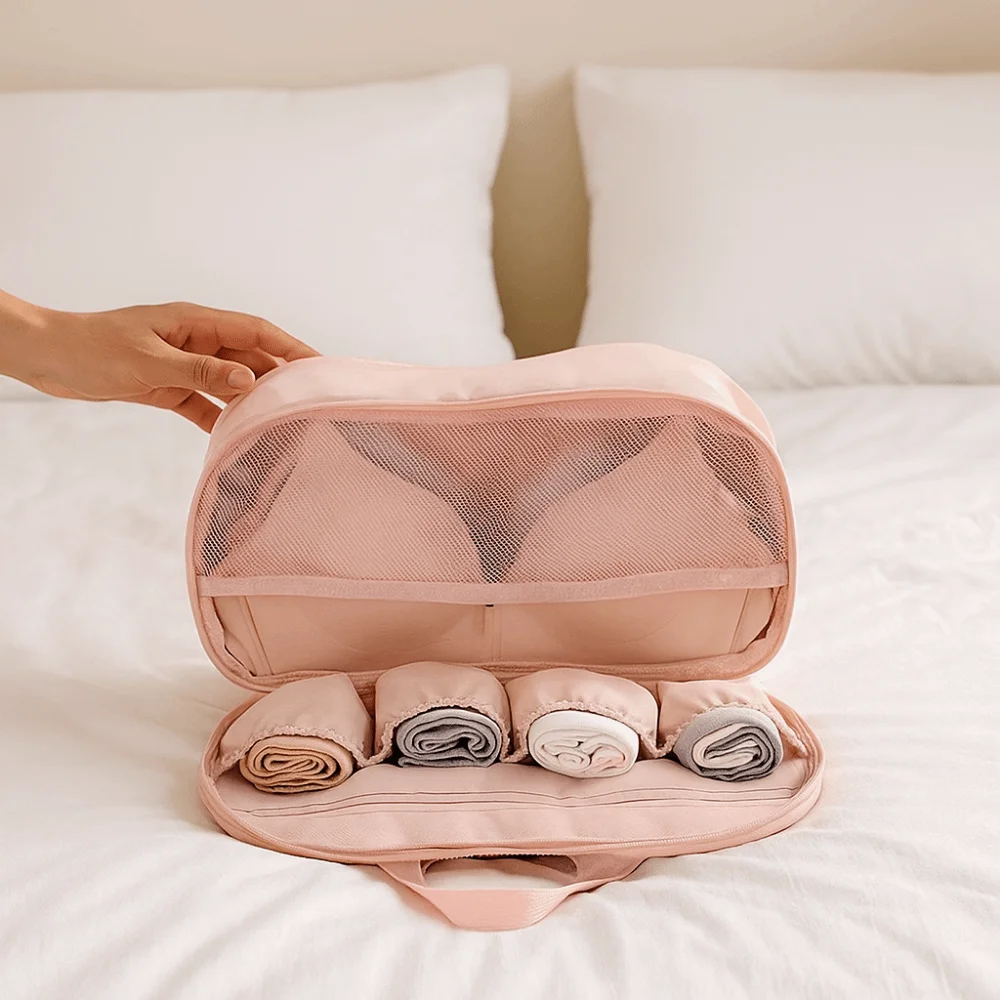 Large Capacity Underwear Storage Bag Dustproof Waterproof Clothing Sorting Bag with Handle Lightweight Bra Storage Bag Travel