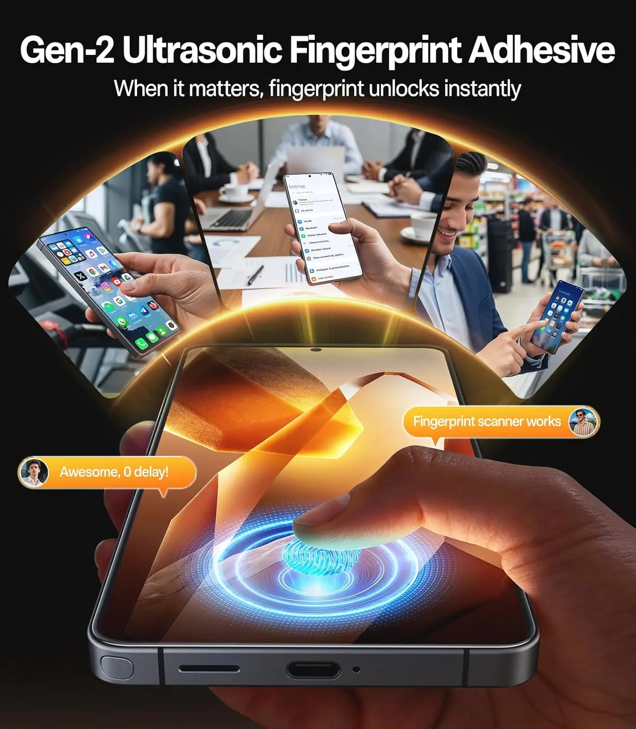 Premium Tempered Glass Screen Protector [No.1 Military-Grade] [12 FT Shatterproof] 9H+Touch - 2-Pack