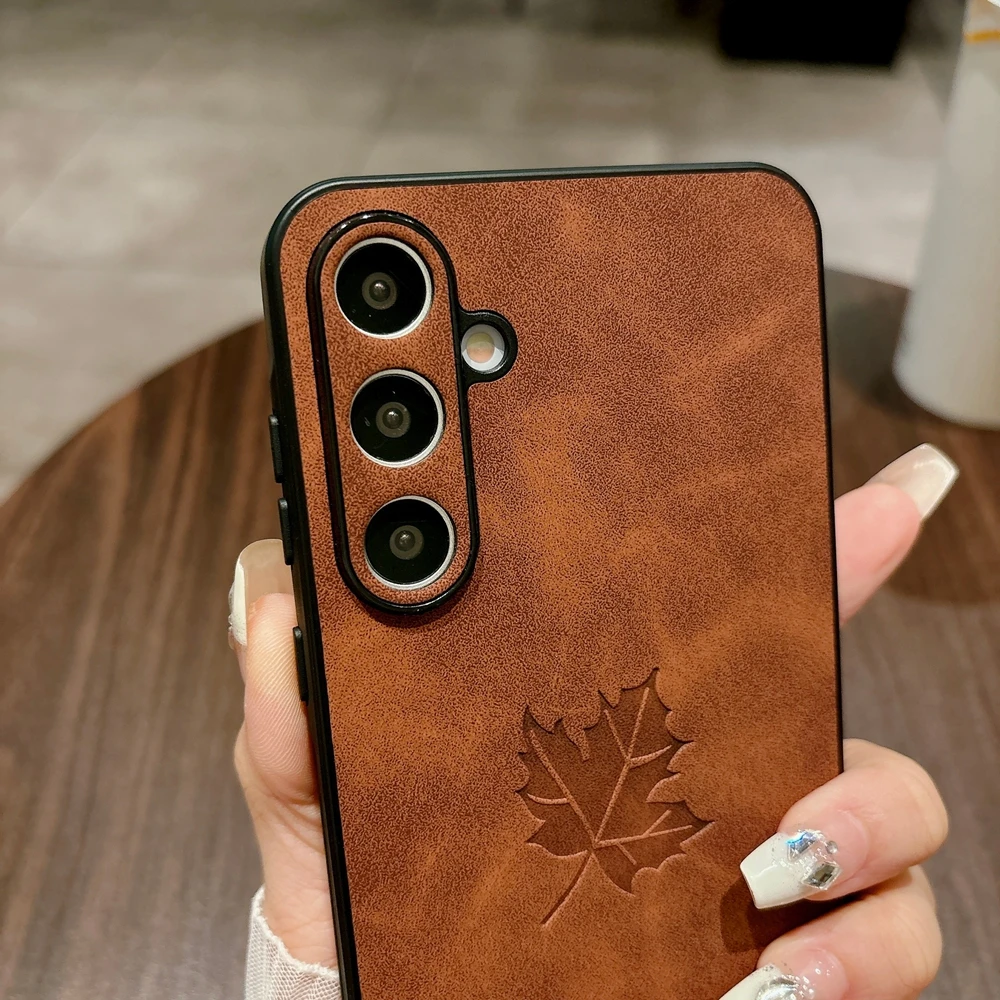 Retre Maple Leaves Design Leather Phone Case