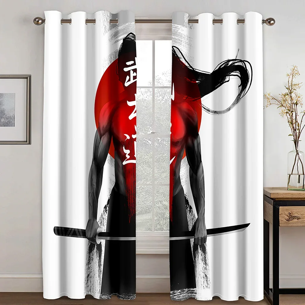Anime Mountain Sunset Curtains for Bedroom Curtain for Living Room Luxury Japanese 3D Digital Printing Cortina Para Quarto 2