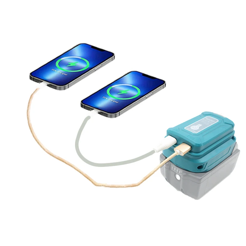Adapter LED Lamp Flashlight USB Mobile Phone Charger For Makita HongSong BoDa FoGo 18V Li-ion Battery Power Bank Lomvum Tool