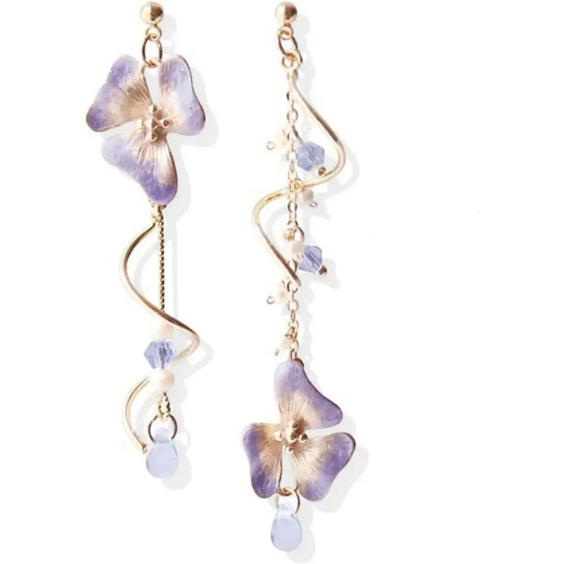 

Pink Flower Dangle Earrings for Women Flower Statement Earrings Fairy Summer Refreshing Seaside