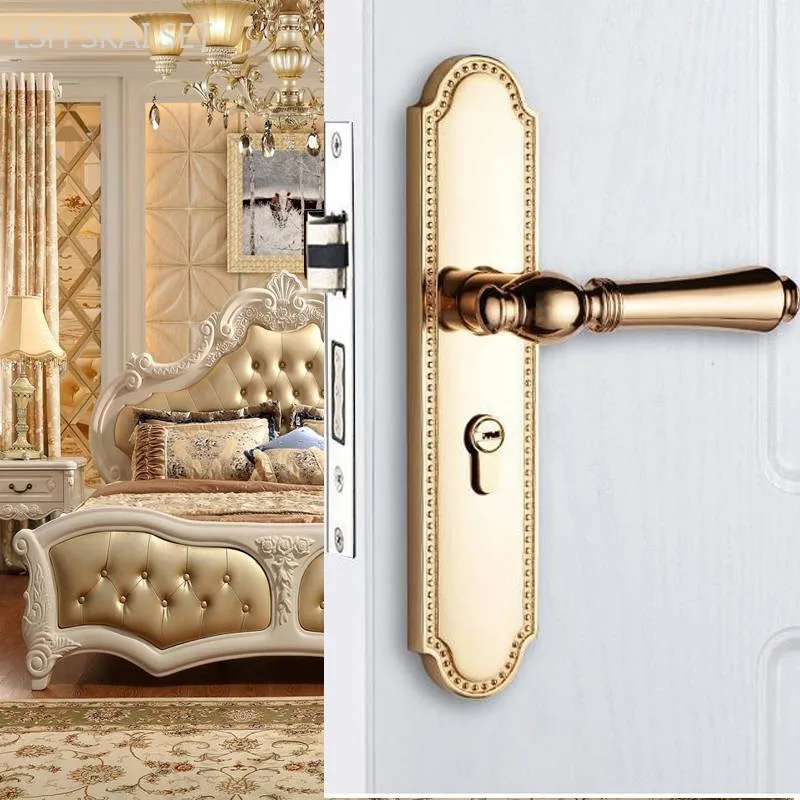 European Style Zinc Alloy Bedroom Door Locks Quiet Security Door Lock Double Handle Lock Body Set with Key Door Hardware
