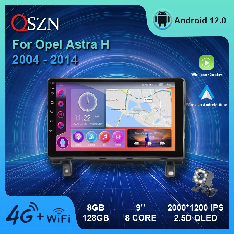 

Автомобильный радиоприемник QSZN AI Voice для Opel Astra H 2004 - 2013 2014, Автомобильный мультимедийный видеоплеер, навигация 4G