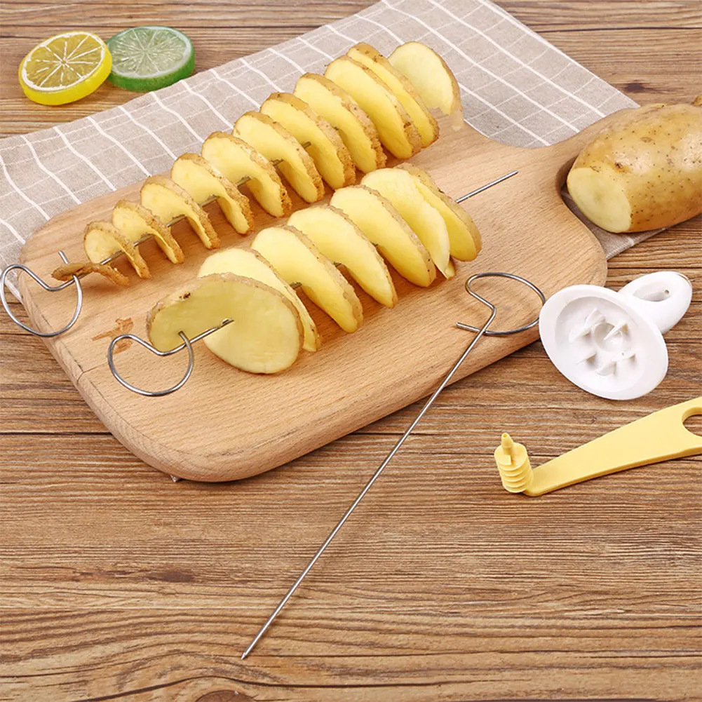 Description Picture 6 of itemSpiral Potato Cutter with 4 Stainless Steel Sticks Spiralizer Chips Maker Manual Twisted Potato Slicer Kitchen Gadgets