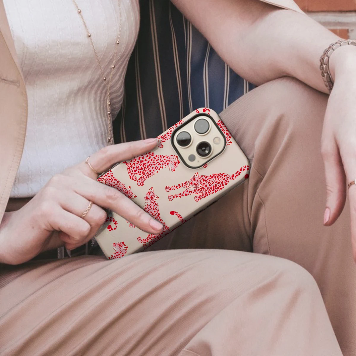 Pink Cheetah Pattern Shockproof Hard Acrylic Phone Case