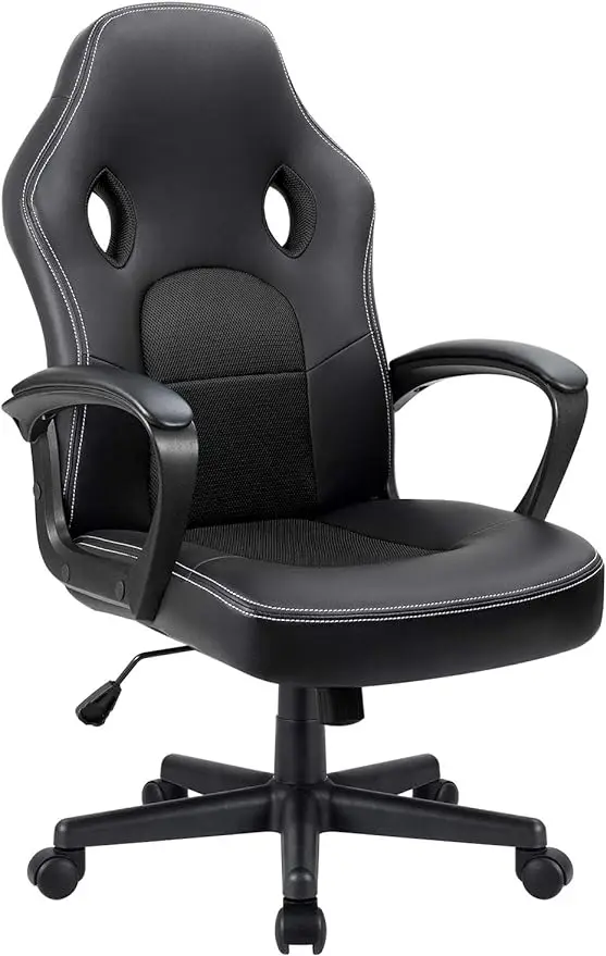 Office Chair Desk Chair Leather Gaming Computer Chair Racing Style Ergonomic Adjustable Swivel Task with Lumbar Sup