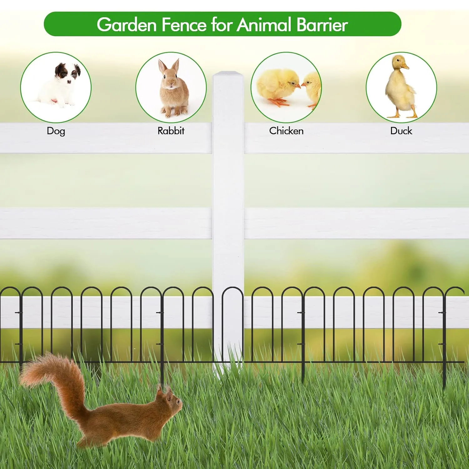 Small Garden Fence, 10ft L Rustproof Metal Border, No-Dig Animal Barrier for Dogs & Flower Bed Edging, Decorative Yard Fencing.
