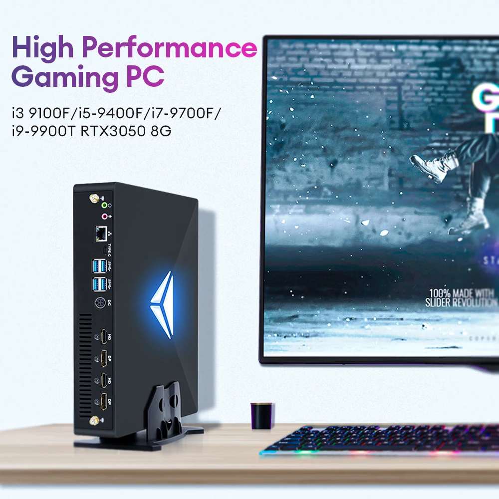 Kingnovy Top Gaming Mini PC Intel Core i9-9900T GTX RTX3050 8G GDDR6 2*DP 2*DDR4 RAM Windows 10/11 Linux Gaming Computer - AliExpress