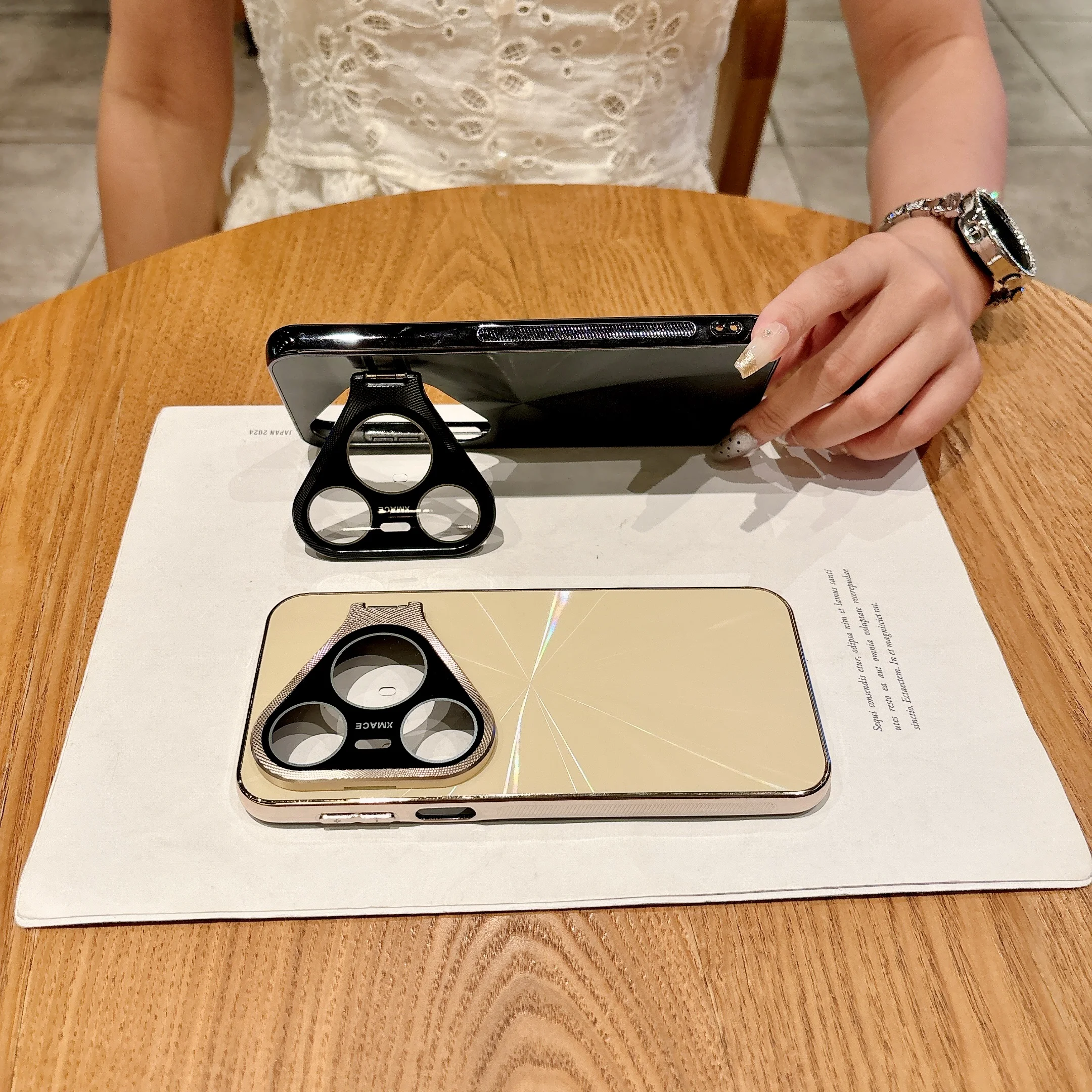 Funda con soporte para lente de protección de cámara de cristal integrada con láser para Huawei Pura 80 Pro 70 Pro, funda dura mate para teléfono con patrón de CD delgado