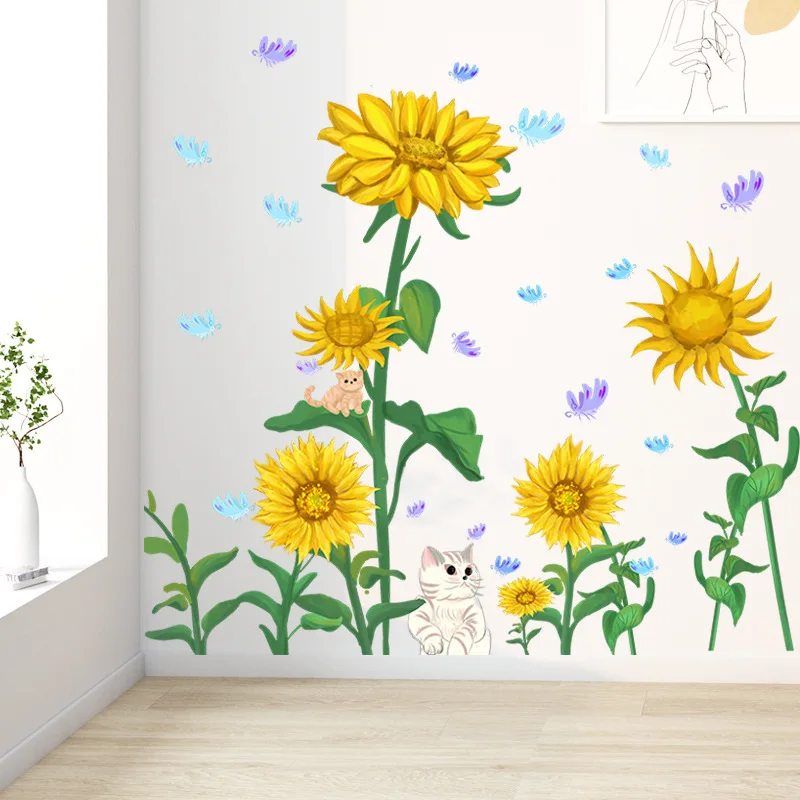 

Sunflowers Wall Stickers Butterfly Stickers for Living Room Kids Room Bedroom Wall Decal Home Decoration Home Decor Murals