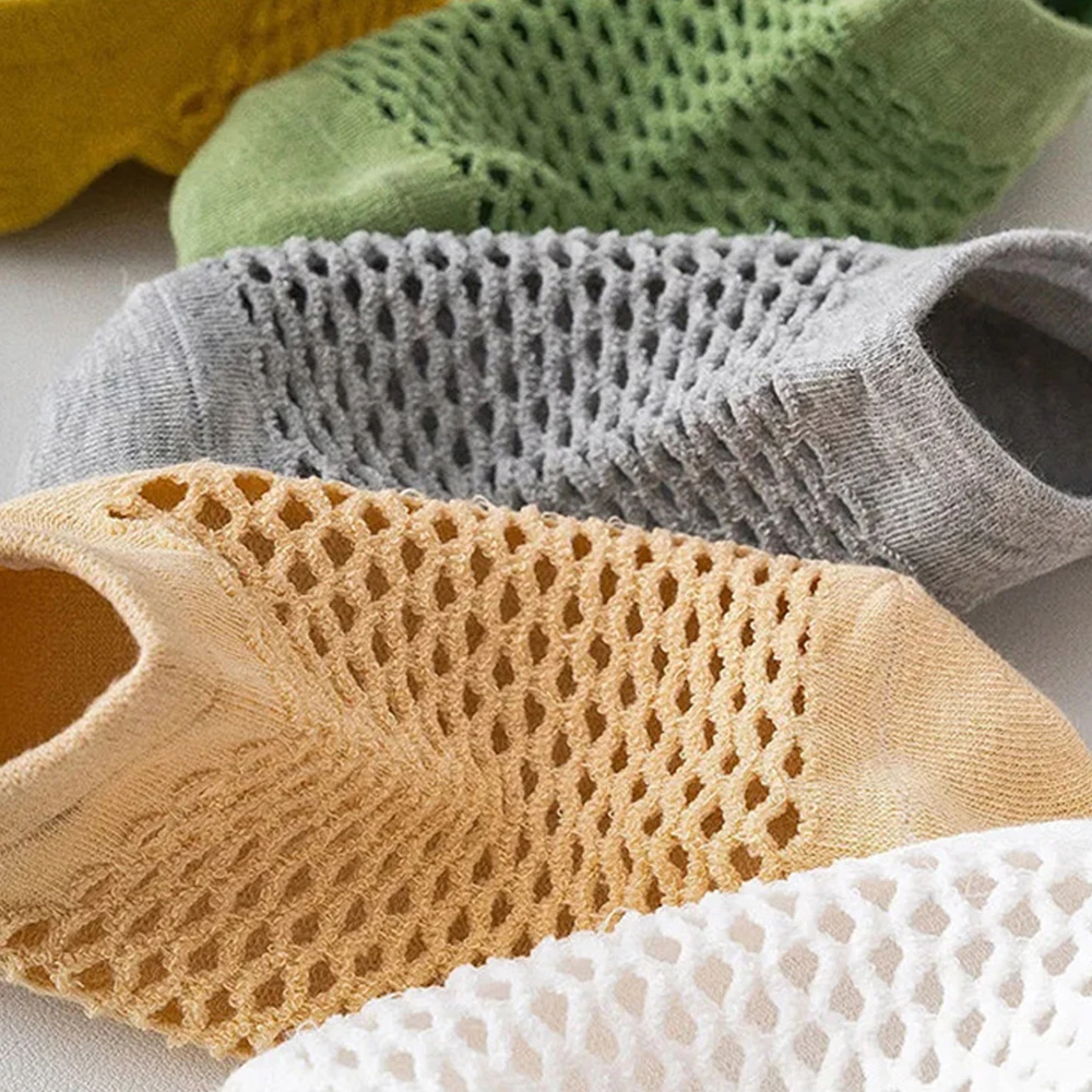 Thin Sock Men's Ankle Sock 5-10Pairs Summer Colorful Shallow Mouth Casual Silicone Non-slip Hollow Breathable Couple Models Sock