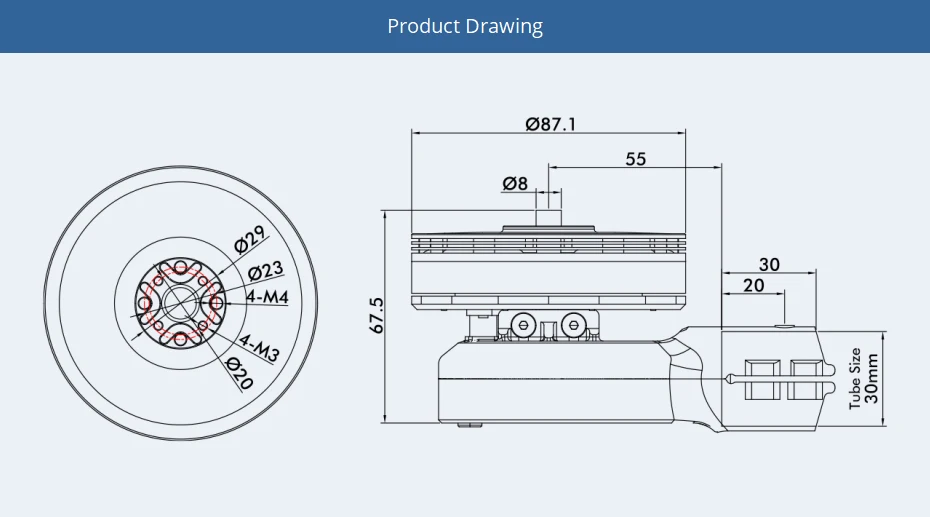 T-MOTOR XU8-X Arm Set SPECIFICATIONS Brand