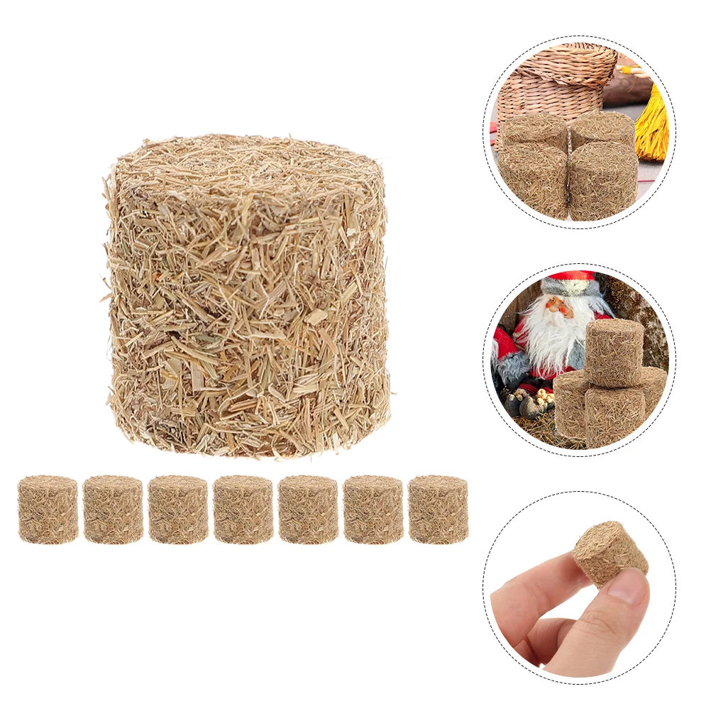 Mini Hay Bale Autumn Harvest Craft Decoration Display Small Decorative Hay Styrene Snow Village Accessories Dollhouse Farm