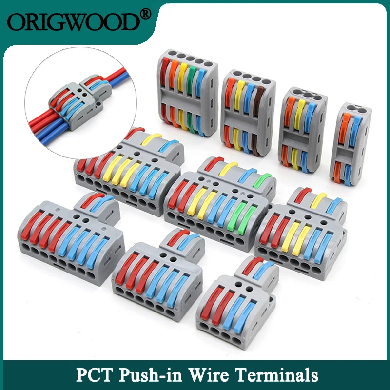 

5~100pcs Push-in Wire Terminal PCT Series Connector For Cable Connection Block Universal Fast Electrical Wiring Cable Connectors