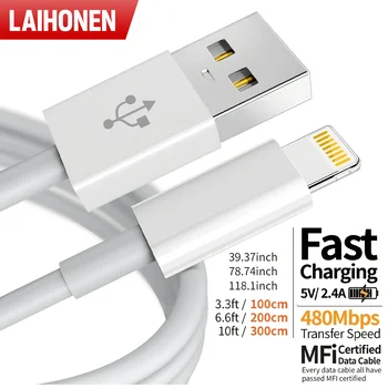 USB Charger Cable for iPhone, Fast Charging Data Sync Line 1m 2m 3m 1