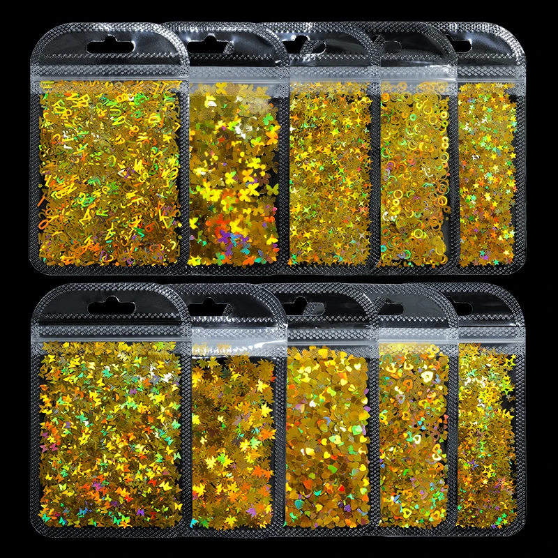 Holographic Gold Butterfly Glitter for Crafting and DIY Projects