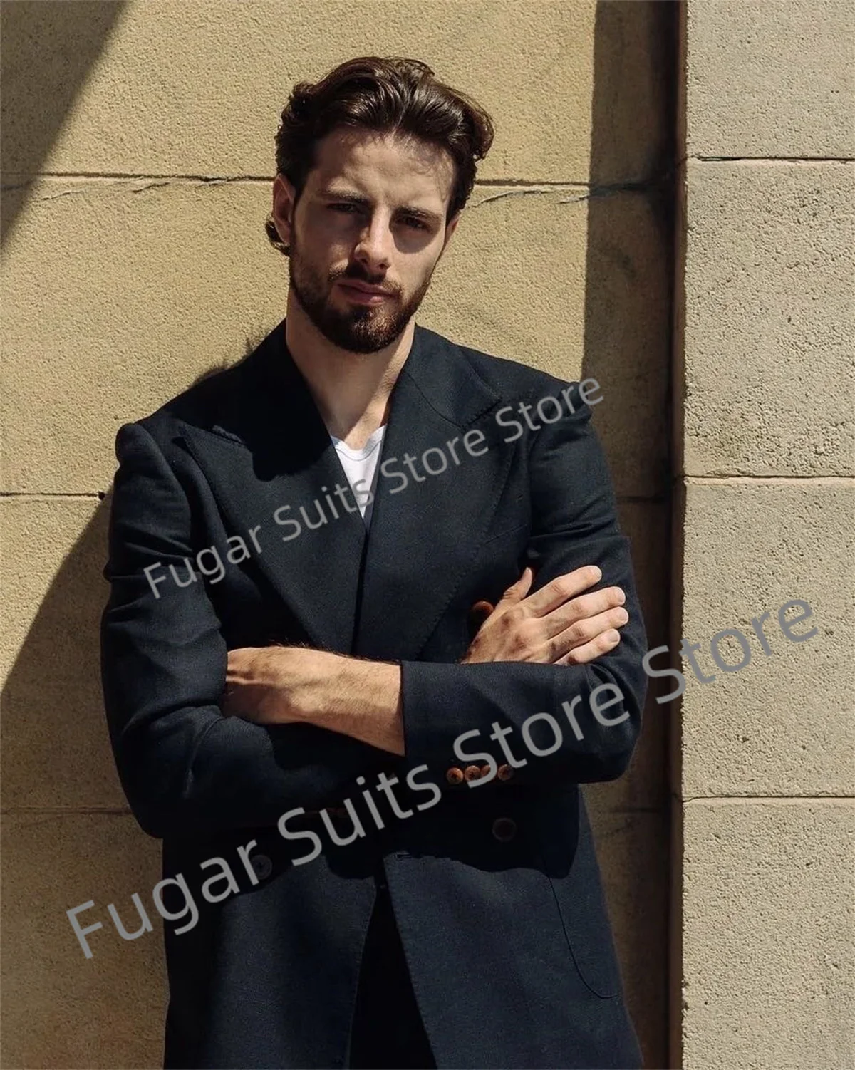 Fashion Black Wedding Men Suits Slim Fit Peak Lapel Groom Formal Tuxedos 2 Pieces Sets Business Office Male Blazer Costume Homme