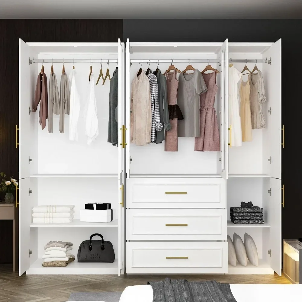 Armoire Wardrobe Closet Collection with Drawers & Hanging Rods, Closet Organizer, Armoire Wardrobes,Bedroom Funiture 3