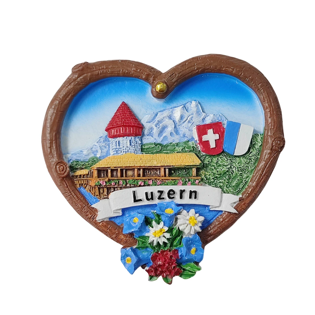 Lucerne Switzerland 3D Fridge Magnet Souvenir Gift Resin Handmade Luzern Refrigerator Magnet Home Decoration Collection