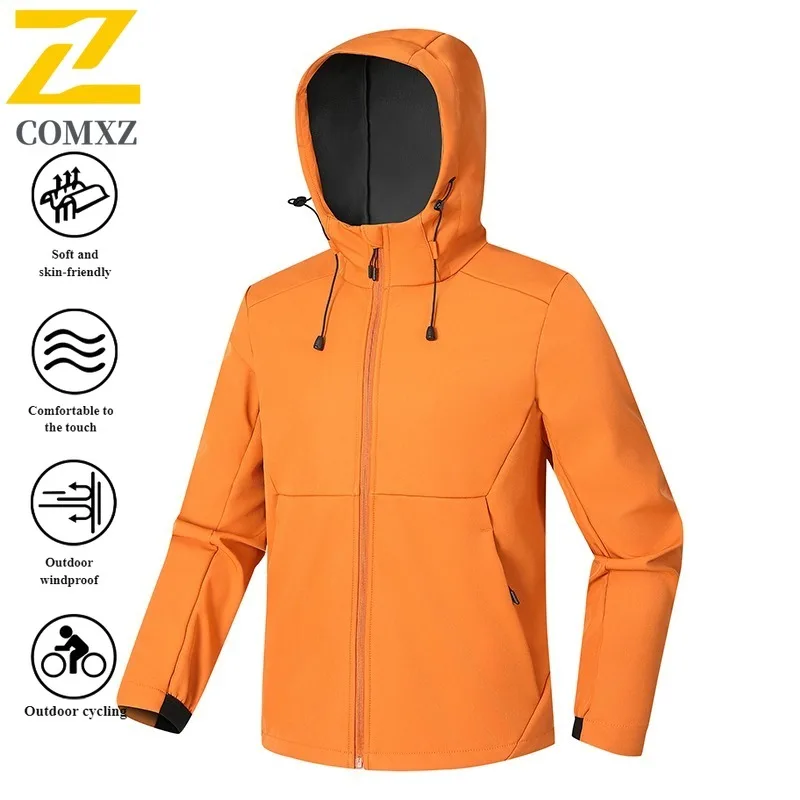 COMXZ Windbreaker Mountain Tech Softshell Waterproof Hooded Outdoor Coat for Hiking Camping Fishing Unisex Urban Outdoor 2025