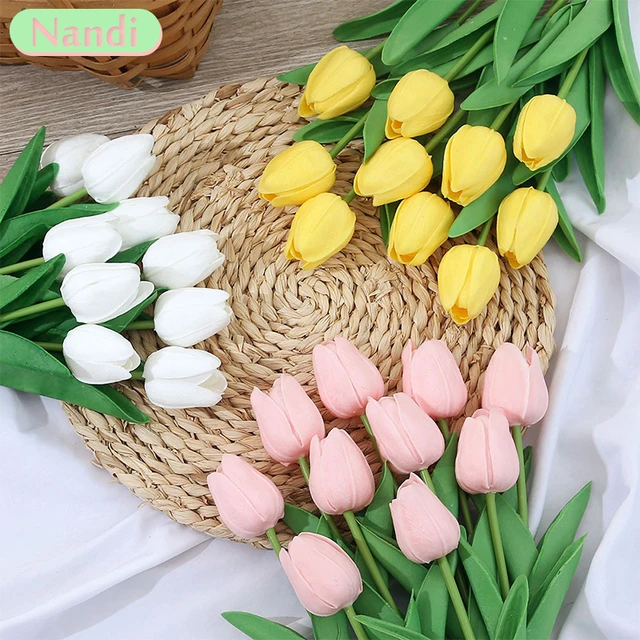 Ramo de tulipanes artificiales, flores falsas de espuma de PE, decoración  de boda, hogar, jardín, regalo de decoración, 3/5 piezas - AliExpress