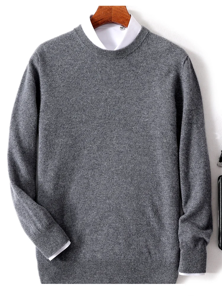 Men's solid color classic O-neck sweater autumn and winter Merino wool knitted pullover long sleeve warm loose top turtleneck sweater,basic sweater,jacquard sweater